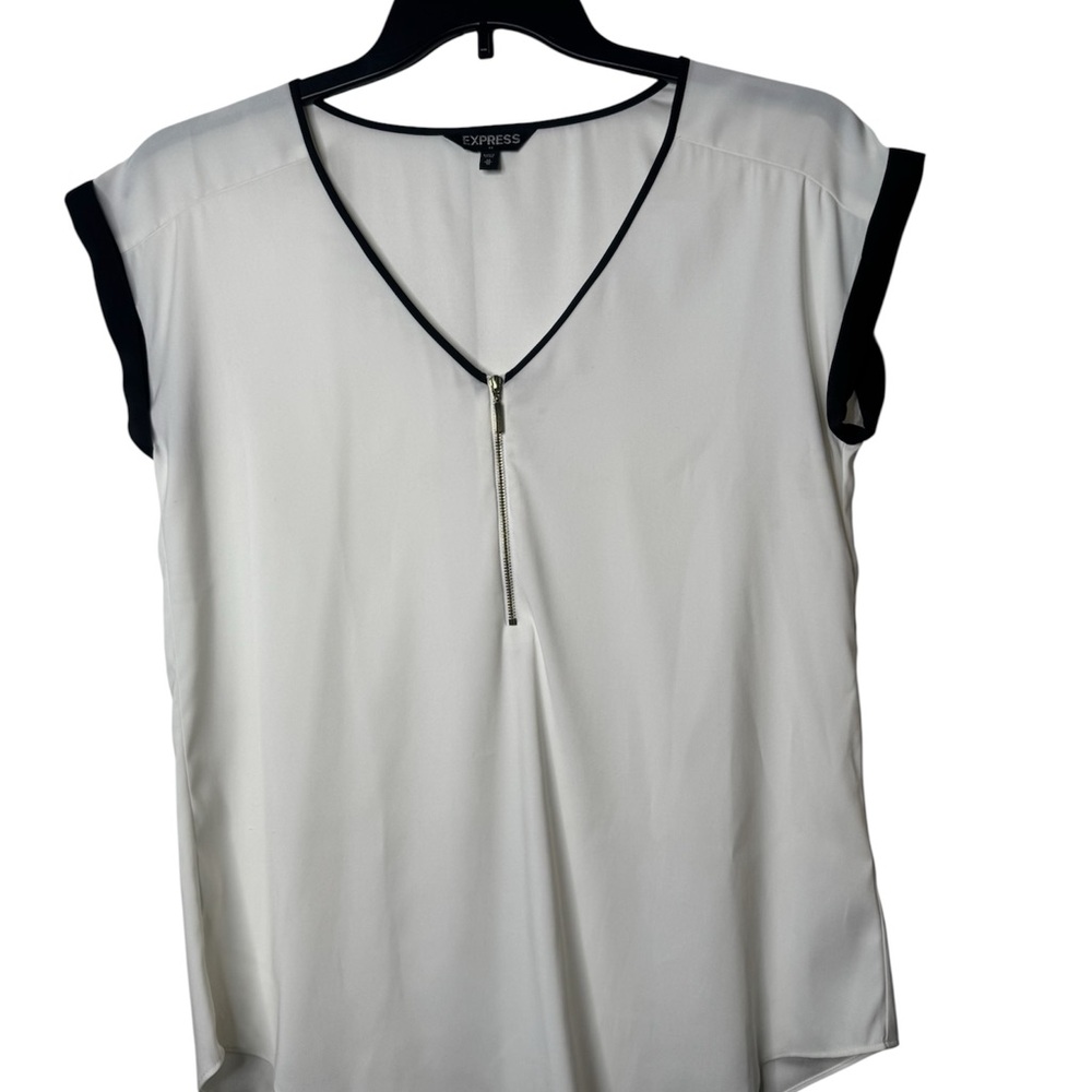 Express White Blouse with Black Trim
